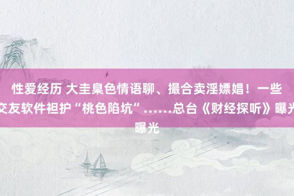 性爱经历 大圭臬色情语聊、撮合卖淫嫖娼！一些交友软件袒护“桃色陷坑”……总台《财经探听》曝光