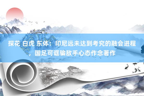 探花 白虎 东体：印尼远未达到考究的融会进程，国足可诓骗敌手心态作念著作